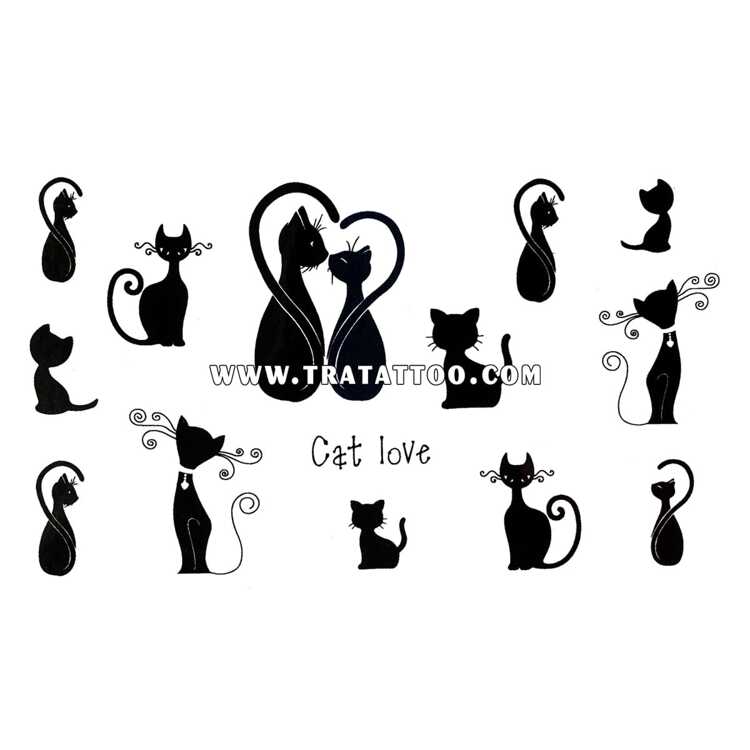 Тату-стікер "Cat Love"
