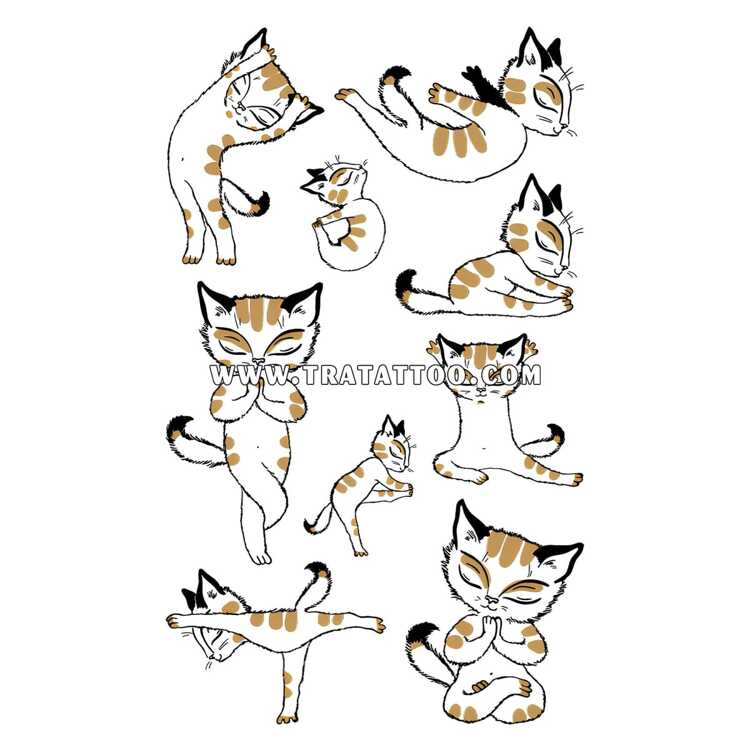 Тату-стикер "Yoga Cat"