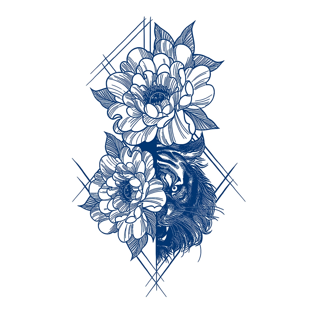 Перебивне пігментне тату Тигр