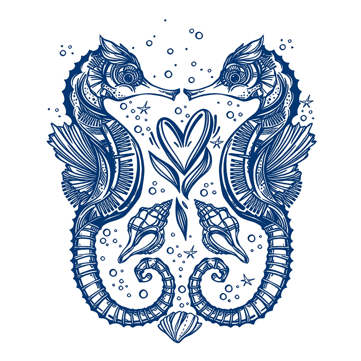 Перебивне пігментне тату Морський коник