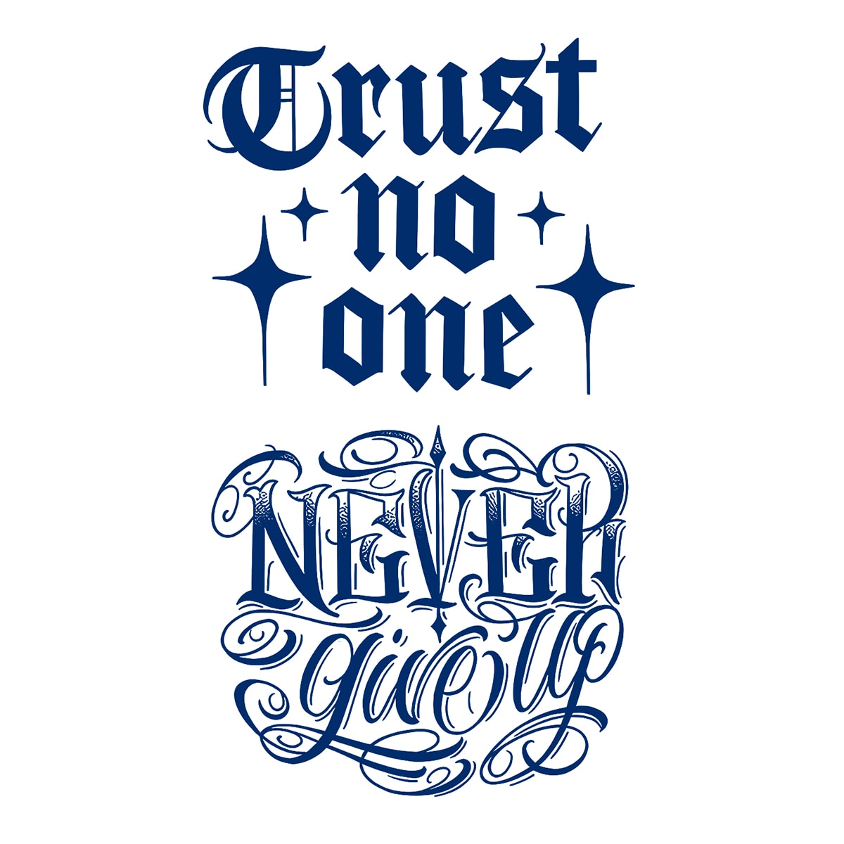 Перебивна пігментна тату Ніколи не здавайся