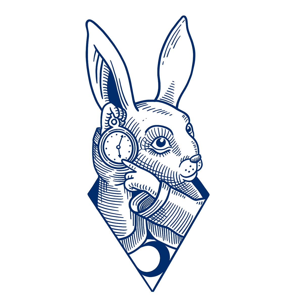 Перебивна пігментна тату Білий кролик