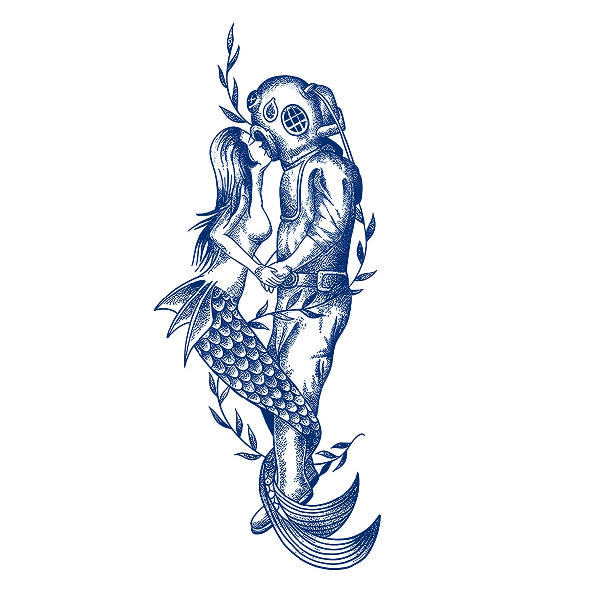 Перебивна пігментна тату Русалка