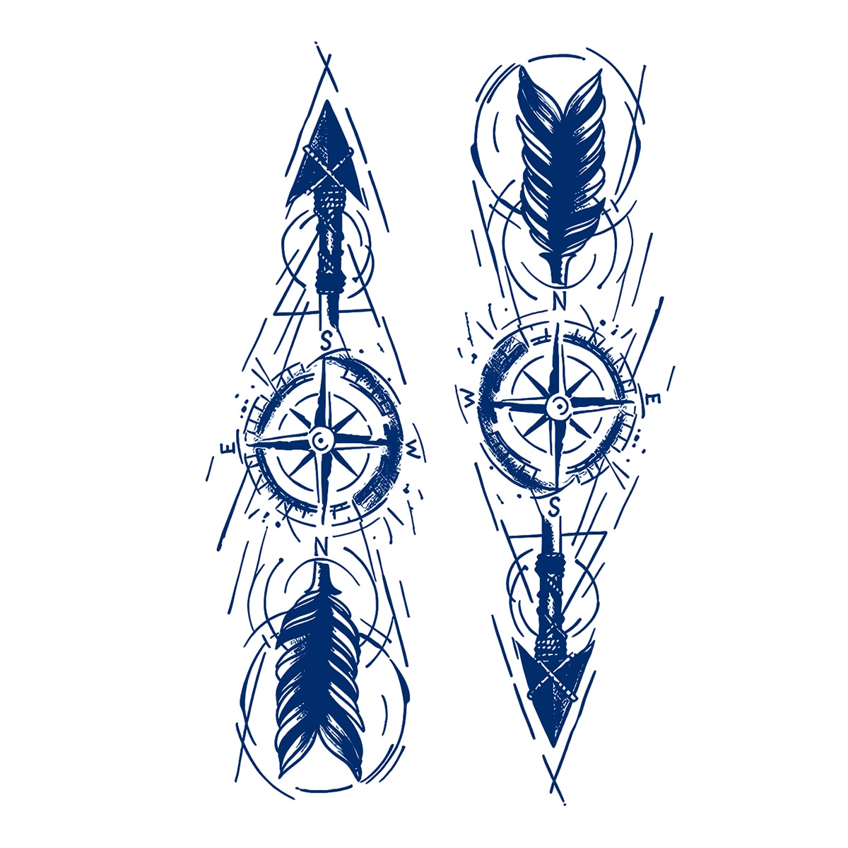 Перебивна пігментна тату Компас