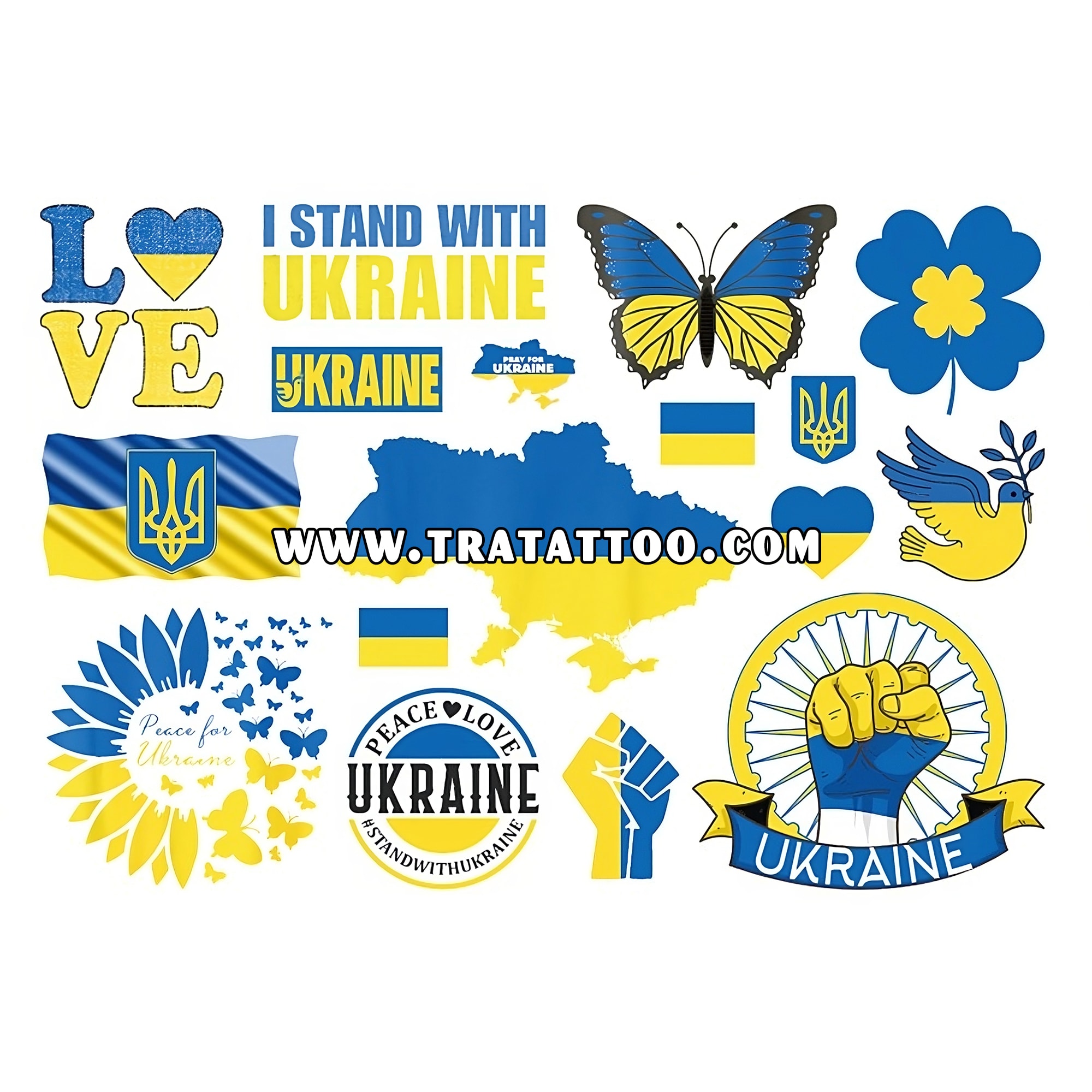 Набір тимчасових тату I Stand with Ukraine