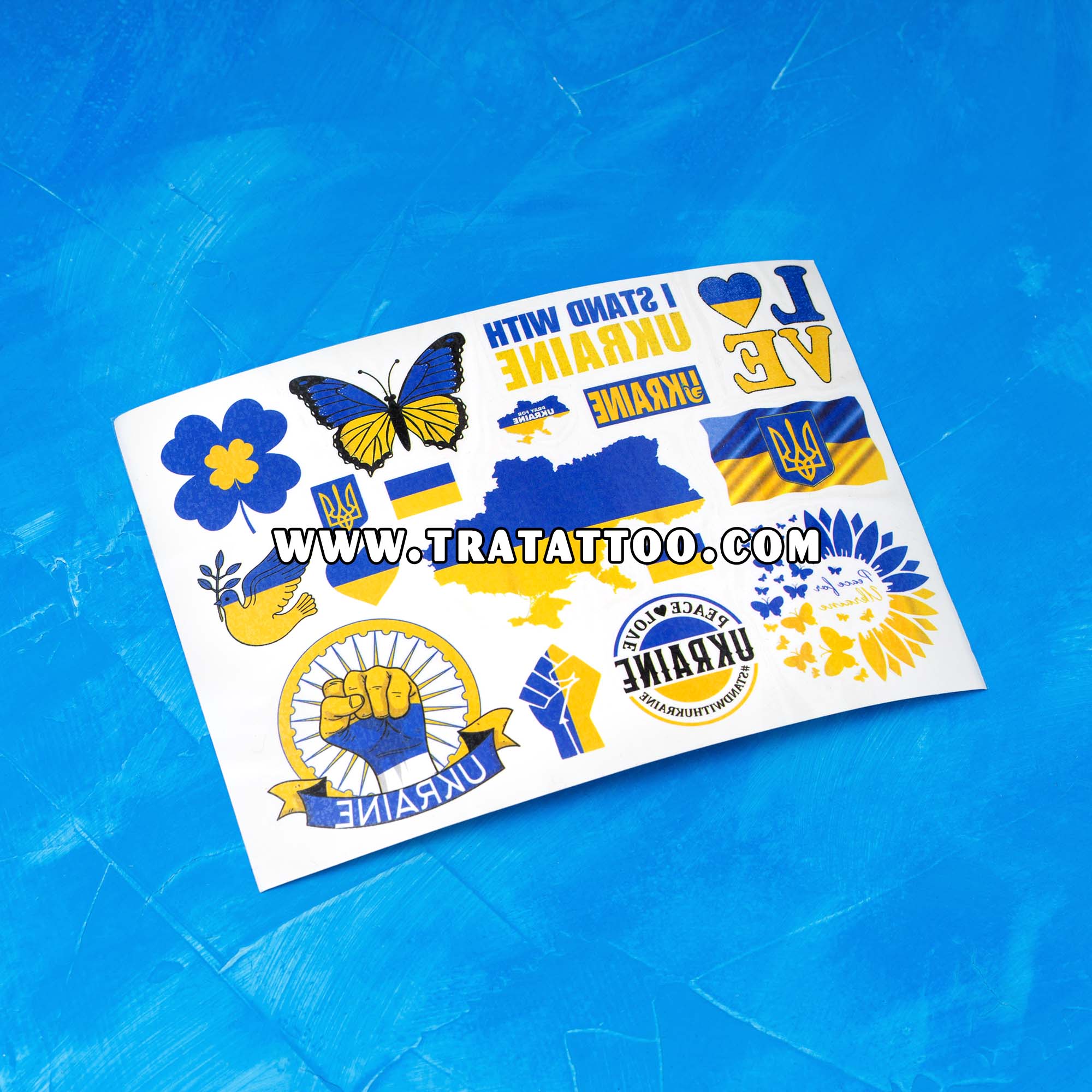Набір тимчасових тату I Stand with Ukraine